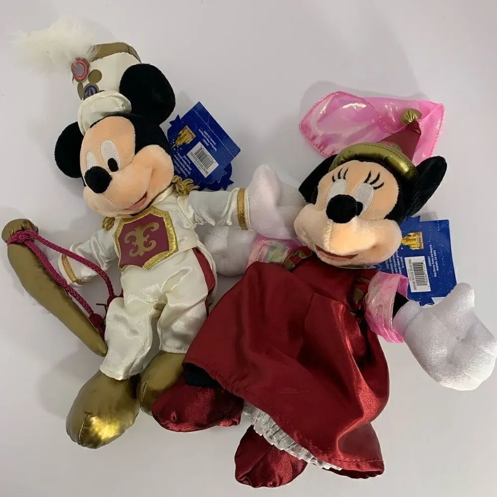 50 Disneyland Happiest Homecoming On Earth Mickie Minnie 2 Bean Bag Doll Set New